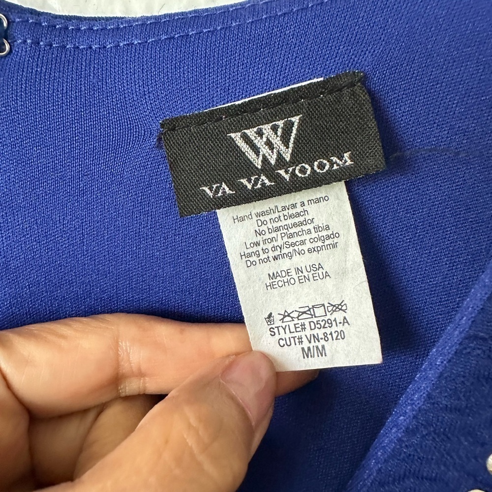 Va Va Voom Royal Blue Beaded Long Sleeve Body Con Medium Mini Dress Brand New - Picture 7 of 9